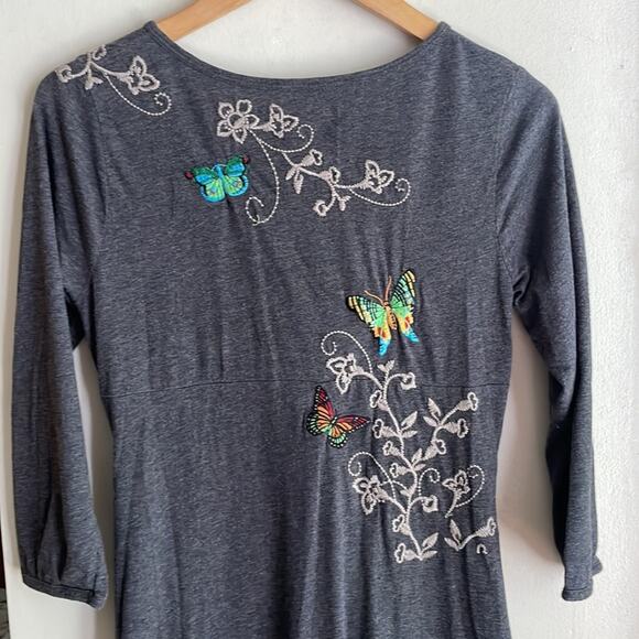 JOHNNY WAS Twist Front Embroidered Butterfly Dress - Picture 11 of 15